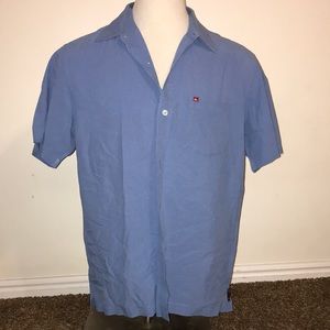 Quicksilver Blue Button-Front Shirt Size Large